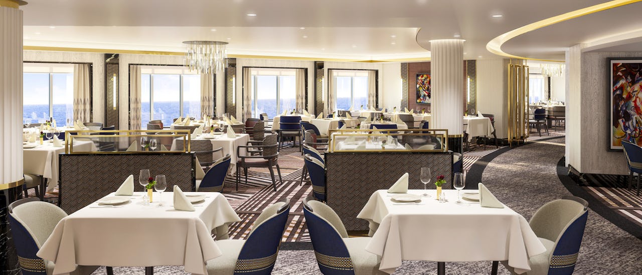 Britannia Restaurant à la carte restauranten som er inkludert i cruisebilletten.